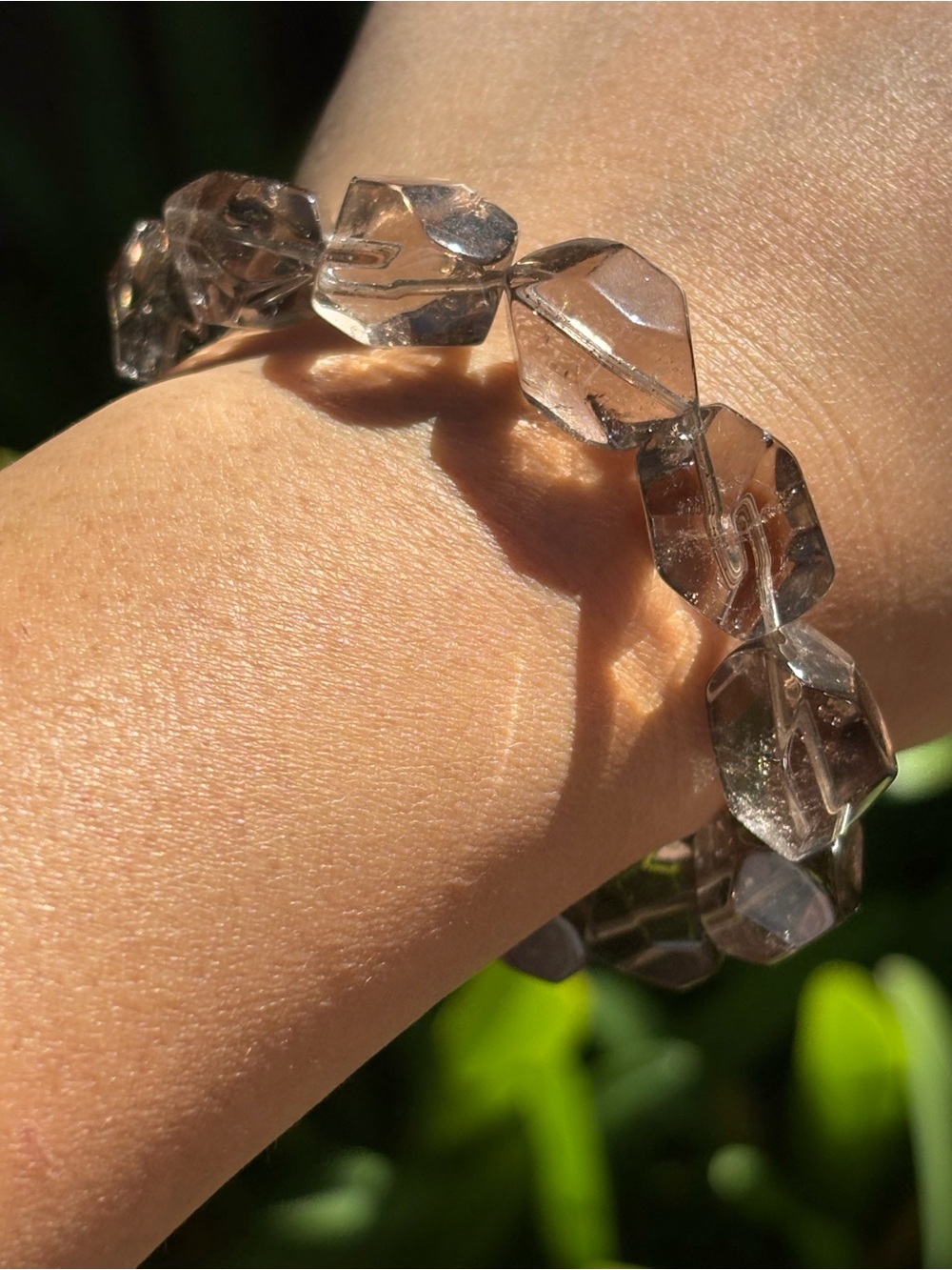 12mm Clear Faceted Smoky Quartz Bracelet 2614 - Picture 4 of 7